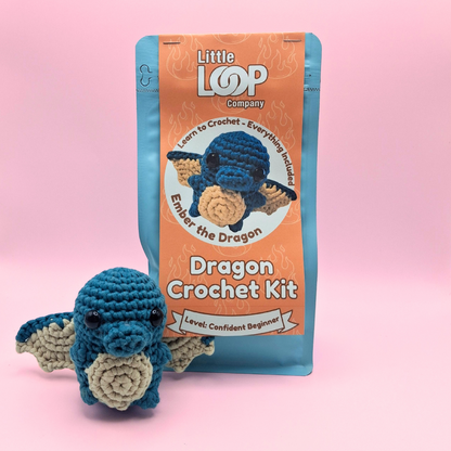 Ember the Dragon crochet kit by Little Loop Company – confident beginner crochet kit that supports Make-A-Wish Foundation.