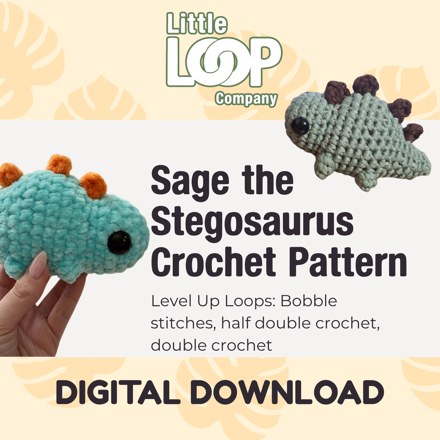Sage the Stegosaurus- Digital Download Crochet Pattern