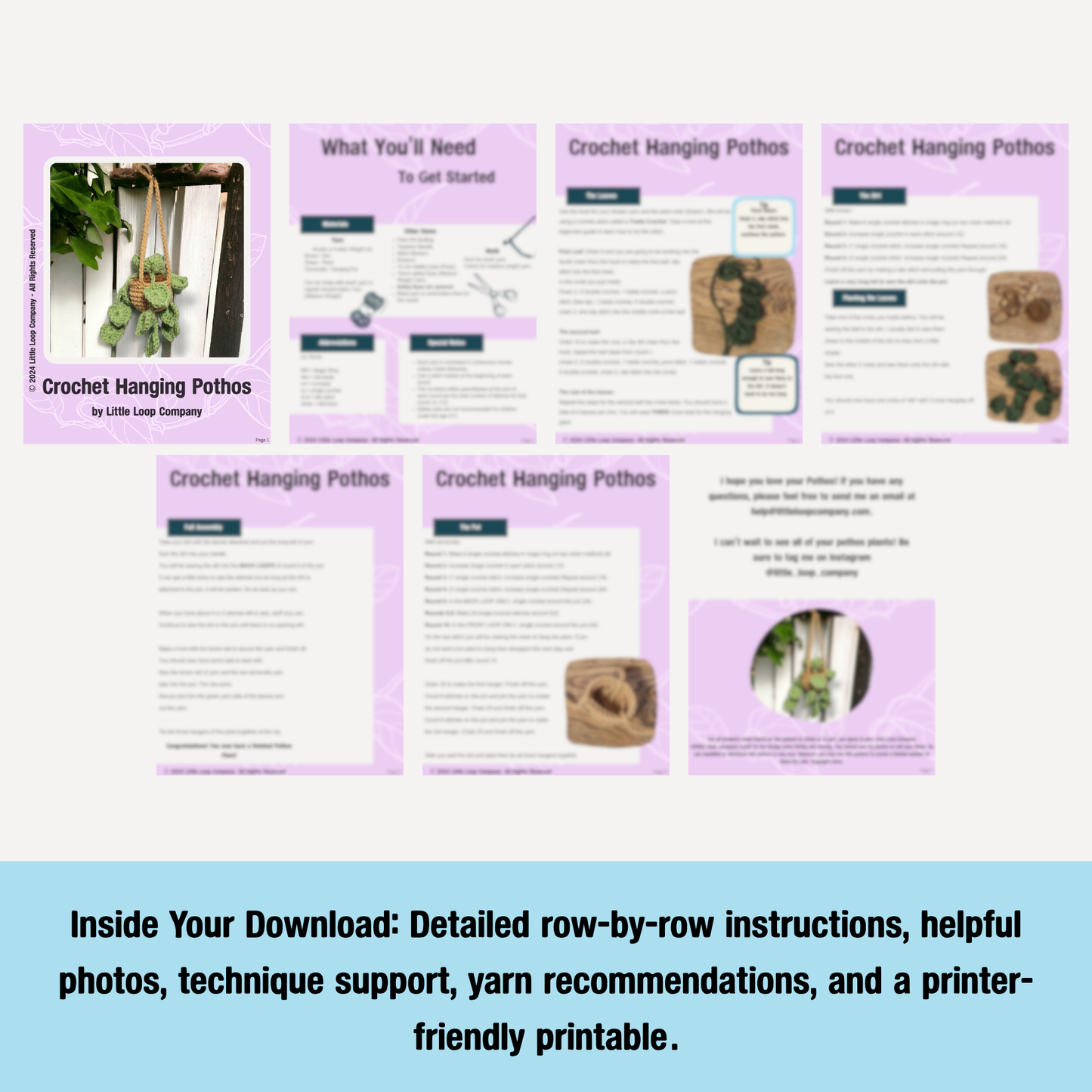 Hanging Pothos Plant - Digital Download Crochet Pattern
