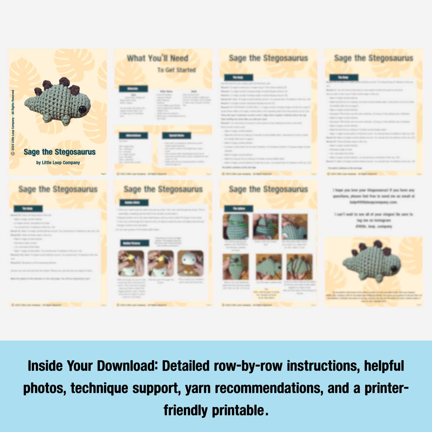 Sage the Stegosaurus- Digital Download Crochet Pattern