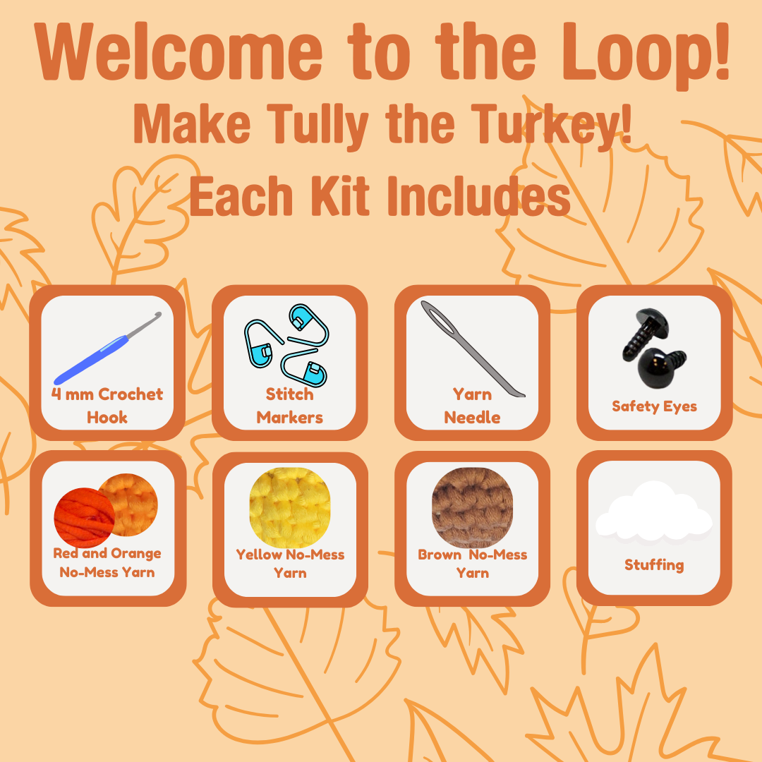 Tully the Turkey Crochet Kit – Beginner DIY Fall Plush Craft